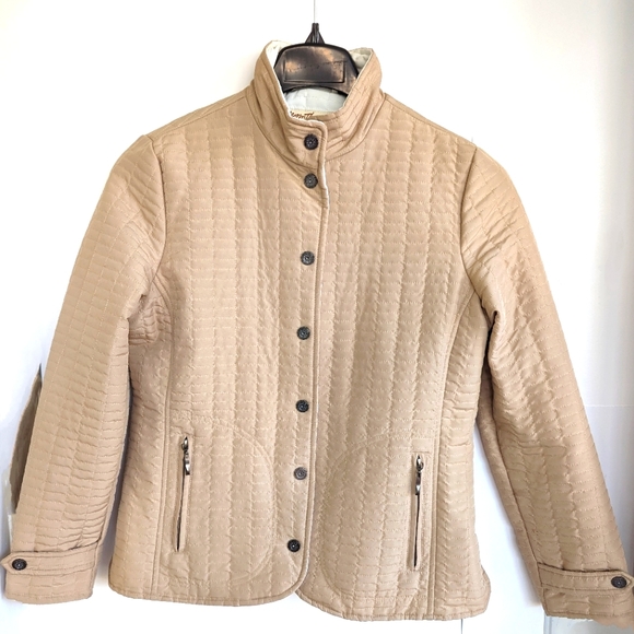 Norm Thompson Beige Quilted Fall Jacket Petite Small Coat - Picture 1 of 10